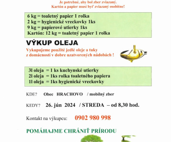 Výkup papiera a zber textilu dňa 26. 06. 2024