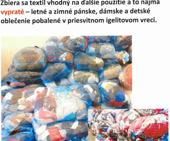 Zber textilu dňa 27. 05. 2025 a dreva dňa 28. 05. 2025