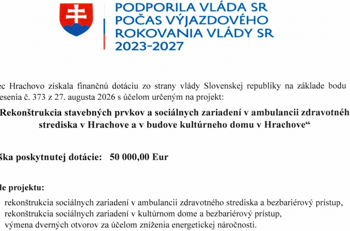 Informácia o prijatej finančnej podpore projektu: 
