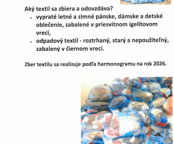 Zber textilu dňa 20. 10. 2026