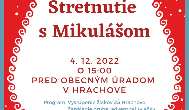 Mikuláš dňa 04. 12. 2022 pred obecným úradom v Hrachove